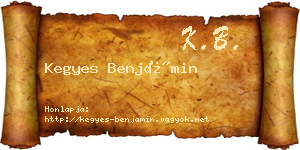 Kegyes Benjámin névjegykártya